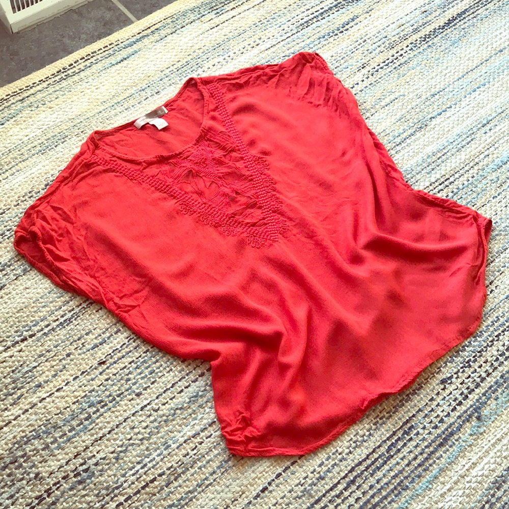 Orange Forever 21 Top w/ Embroidery Detail